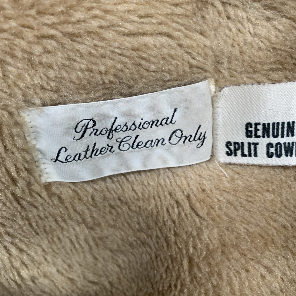 Vintage 70s Suede Sherling Lined Rancher Coat JC Penny Cowhide Leather Western L - Picture 6 of 11